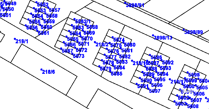 Parcela st. 5577 v KÚ Řečkovice, Katastrální mapa