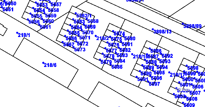 Parcela st. 5578 v KÚ Řečkovice, Katastrální mapa