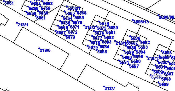 Parcela st. 5579 v KÚ Řečkovice, Katastrální mapa
