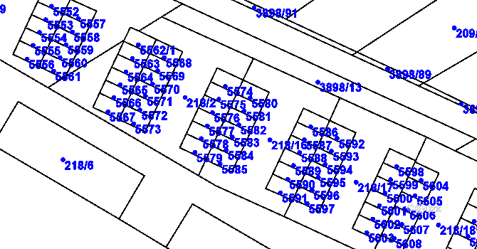 Parcela st. 5582 v KÚ Řečkovice, Katastrální mapa