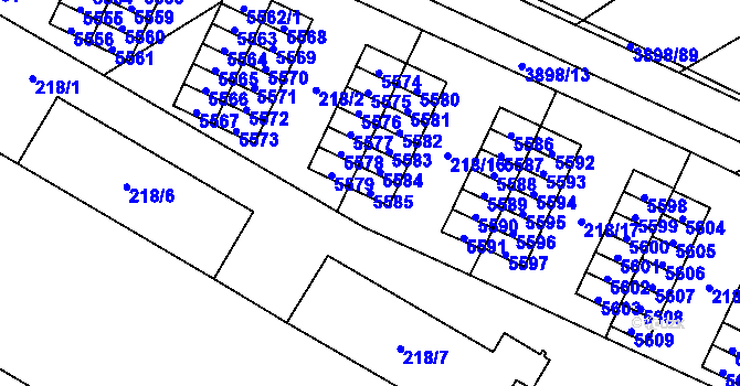 Parcela st. 5585 v KÚ Řečkovice, Katastrální mapa