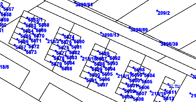 Parcela st. 5586 v KÚ Řečkovice, Katastrální mapa