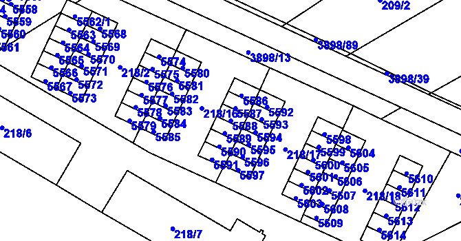 Parcela st. 5588 v KÚ Řečkovice, Katastrální mapa