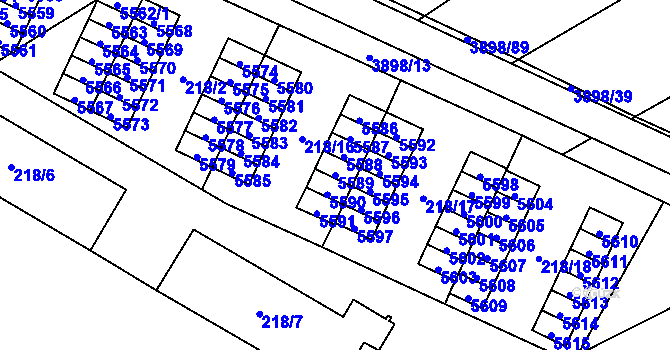 Parcela st. 5589 v KÚ Řečkovice, Katastrální mapa