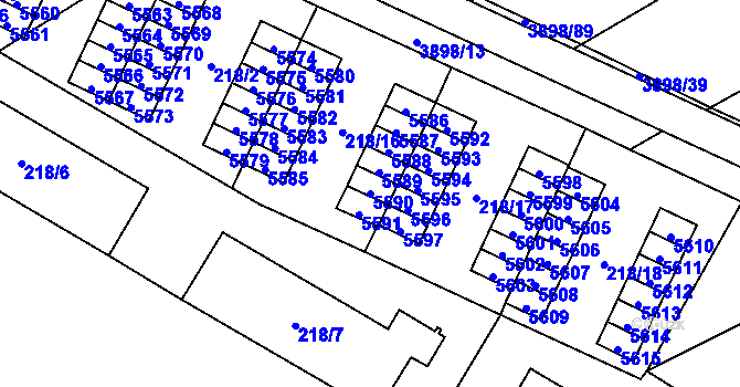 Parcela st. 5590 v KÚ Řečkovice, Katastrální mapa