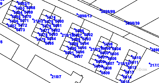 Parcela st. 5594 v KÚ Řečkovice, Katastrální mapa