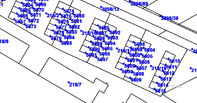 Parcela st. 5596 v KÚ Řečkovice, Katastrální mapa