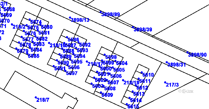Parcela st. 5598 v KÚ Řečkovice, Katastrální mapa