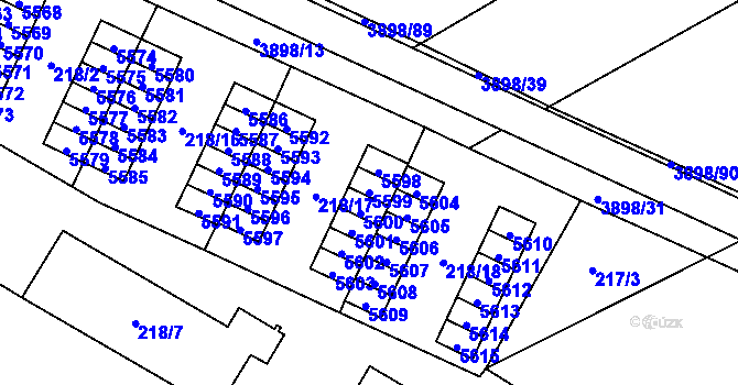 Parcela st. 5599 v KÚ Řečkovice, Katastrální mapa