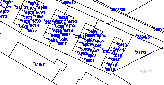 Parcela st. 5601 v KÚ Řečkovice, Katastrální mapa