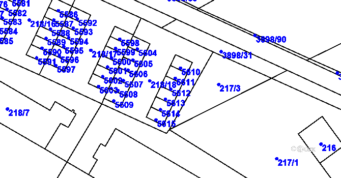Parcela st. 5612 v KÚ Řečkovice, Katastrální mapa