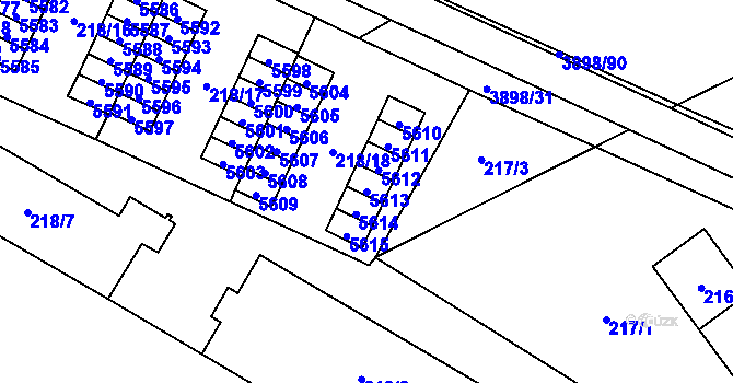 Parcela st. 5613 v KÚ Řečkovice, Katastrální mapa