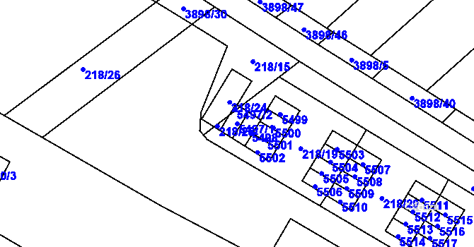 Parcela st. 5497/1 v KÚ Řečkovice, Katastrální mapa