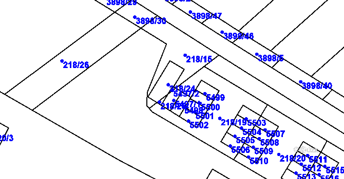 Parcela st. 5497/2 v KÚ Řečkovice, Katastrální mapa