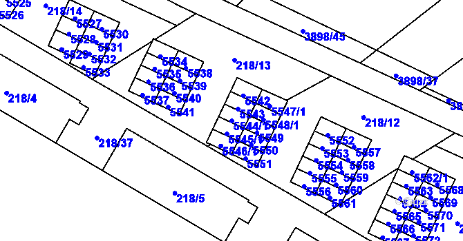 Parcela st. 5544/1 v KÚ Řečkovice, Katastrální mapa