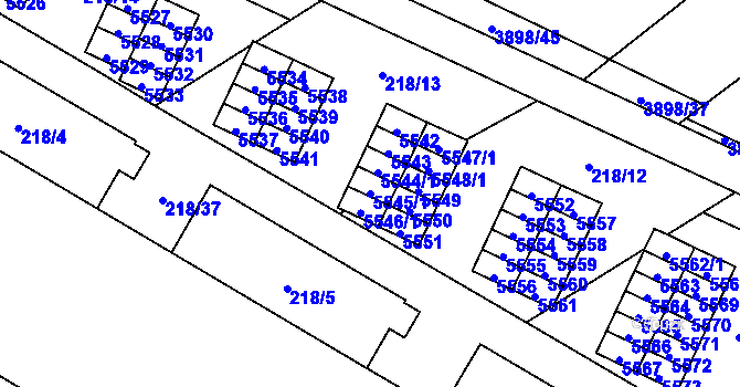 Parcela st. 5545/1 v KÚ Řečkovice, Katastrální mapa