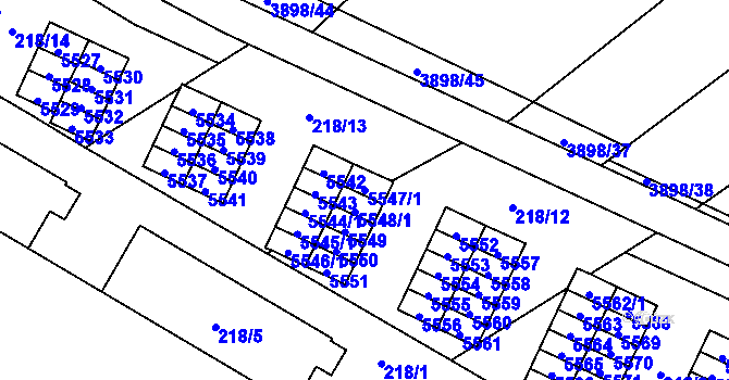 Parcela st. 5547/1 v KÚ Řečkovice, Katastrální mapa