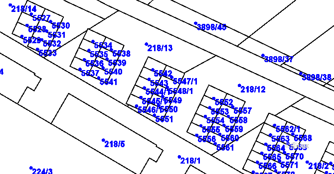 Parcela st. 5548/1 v KÚ Řečkovice, Katastrální mapa