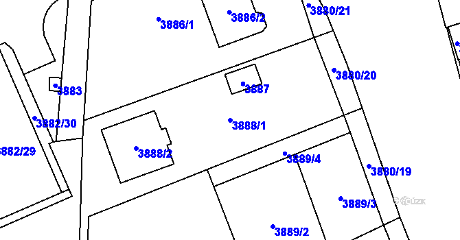 Parcela st. 3888/1 v KÚ Řečkovice, Katastrální mapa
