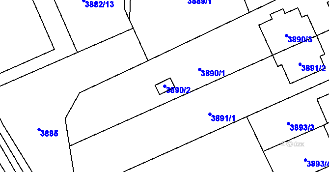 Parcela st. 3890/2 v KÚ Řečkovice, Katastrální mapa