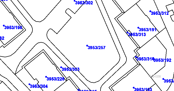 Parcela st. 3953/257 v KÚ Řečkovice, Katastrální mapa