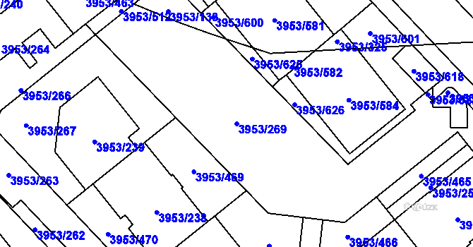 Parcela st. 3953/269 v KÚ Řečkovice, Katastrální mapa