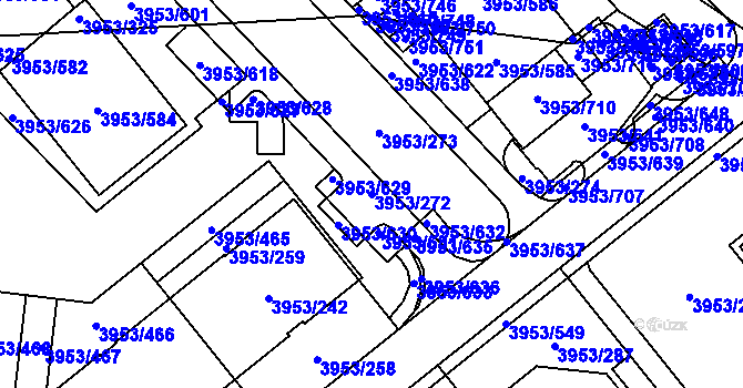 Parcela st. 3953/272 v KÚ Řečkovice, Katastrální mapa