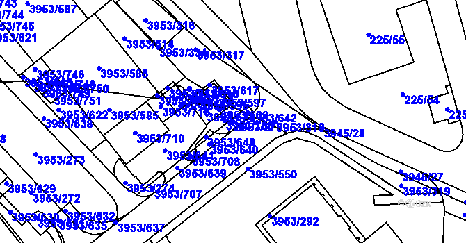 Parcela st. 3953/275 v KÚ Řečkovice, Katastrální mapa