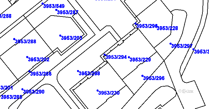 Parcela st. 3953/294 v KÚ Řečkovice, Katastrální mapa