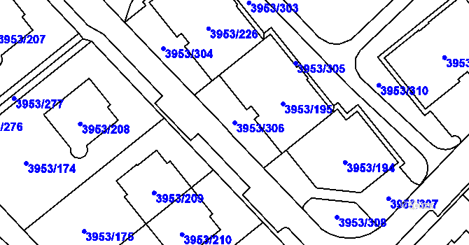 Parcela st. 3953/306 v KÚ Řečkovice, Katastrální mapa