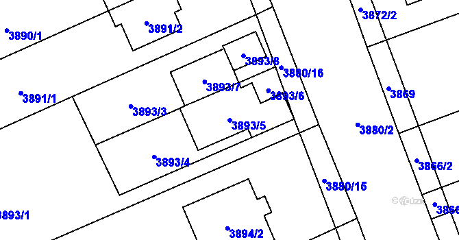 Parcela st. 3893/5 v KÚ Řečkovice, Katastrální mapa