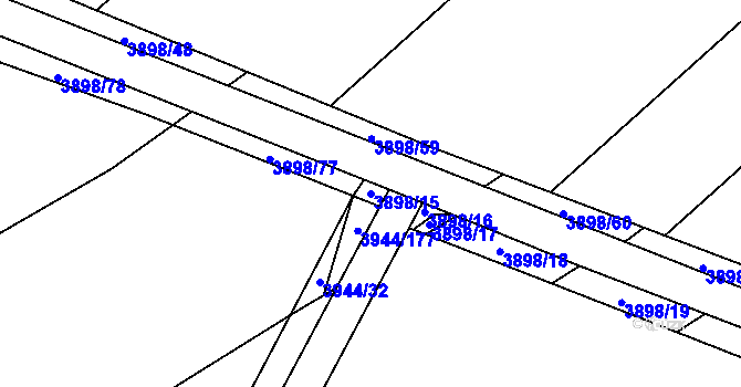 Parcela st. 3898/15 v KÚ Řečkovice, Katastrální mapa