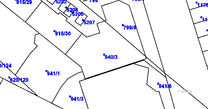 Parcela st. 940/3 v KÚ Řečkovice, Katastrální mapa