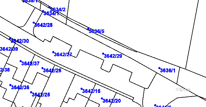 Parcela st. 3642/29 v KÚ Řečkovice, Katastrální mapa