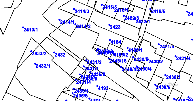 Parcela st. 2448/14 v KÚ Řečkovice, Katastrální mapa