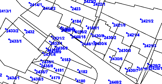 Parcela st. 2448/15 v KÚ Řečkovice, Katastrální mapa