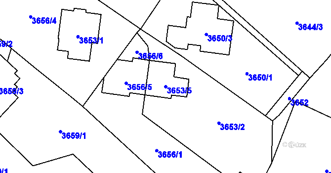 Parcela st. 3653/5 v KÚ Řečkovice, Katastrální mapa