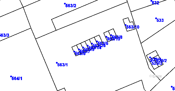 Parcela st. 563/14 v KÚ Řečkovice, Katastrální mapa