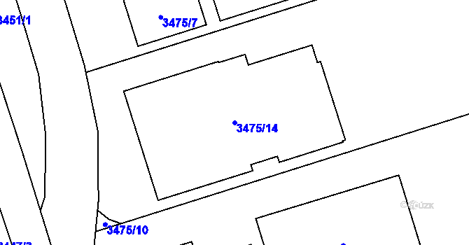 Parcela st. 3475/14 v KÚ Řečkovice, Katastrální mapa