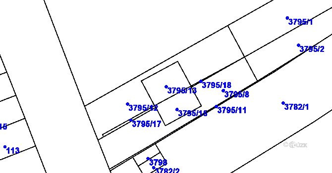 Parcela st. 3795/13 v KÚ Řečkovice, Katastrální mapa