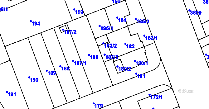 Parcela st. 183/3 v KÚ Řečkovice, Katastrální mapa