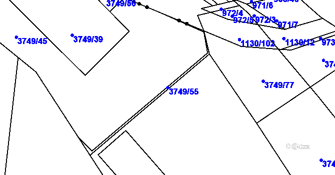Parcela st. 3749/55 v KÚ Řečkovice, Katastrální mapa