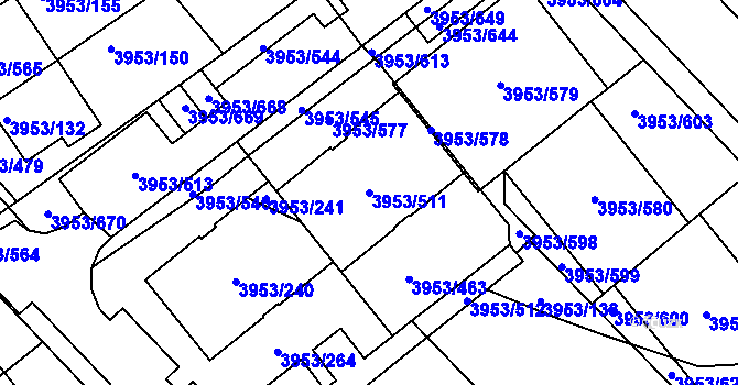 Parcela st. 3953/511 v KÚ Řečkovice, Katastrální mapa