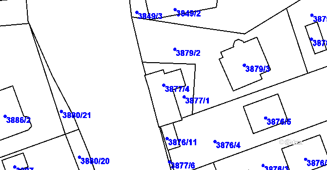 Parcela st. 3877/4 v KÚ Řečkovice, Katastrální mapa
