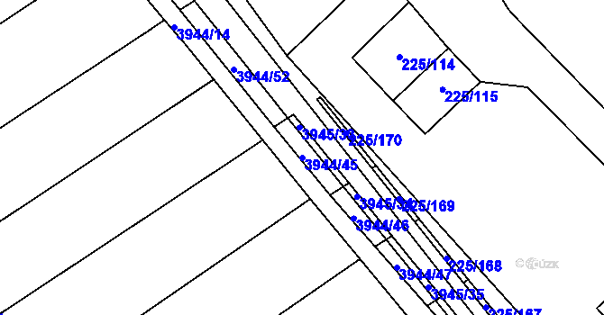 Parcela st. 3944/45 v KÚ Řečkovice, Katastrální mapa