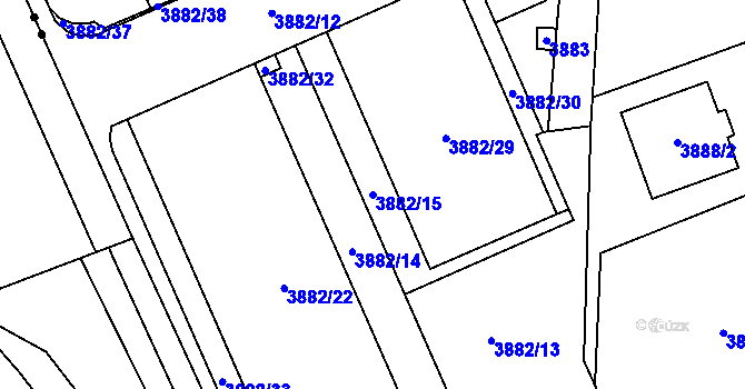 Parcela st. 3882/15 v KÚ Řečkovice, Katastrální mapa