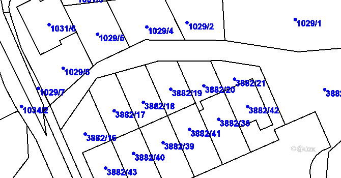 Parcela st. 3882/19 v KÚ Řečkovice, Katastrální mapa