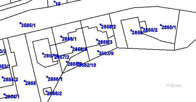 Parcela st. 3562/9 v KÚ Řečkovice, Katastrální mapa