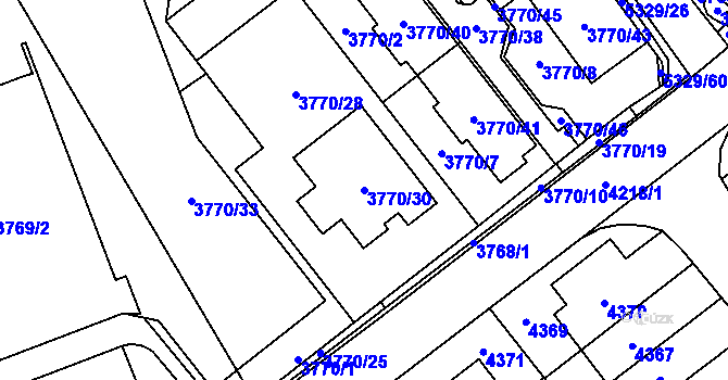 Parcela st. 3770/30 v KÚ Řečkovice, Katastrální mapa