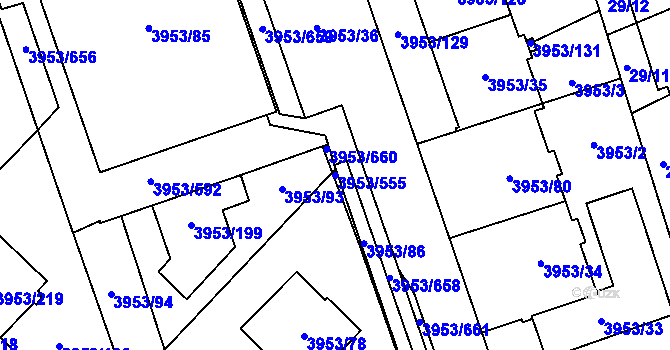 Parcela st. 3953/555 v KÚ Řečkovice, Katastrální mapa